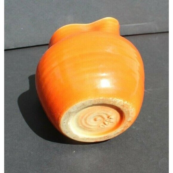 Vintage MCM CALIFORNIA CA Pottery - Orange Swirl Vase Water Pitcher W/ Handle - Picture 5 of 6